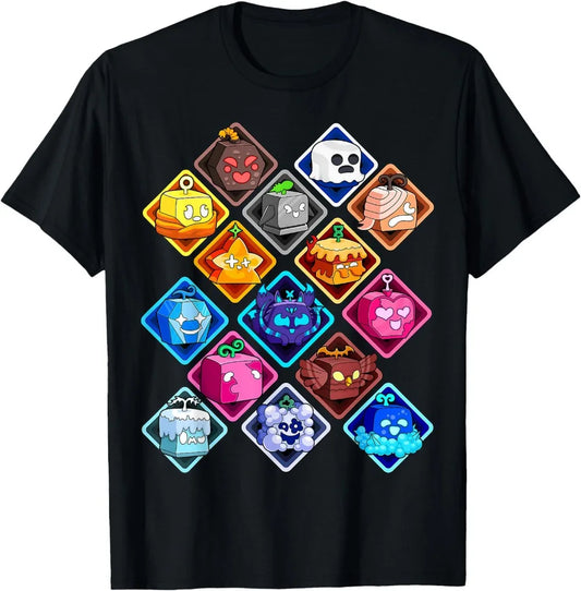 Blox Fruits Devil Fruits Black T-Shirt