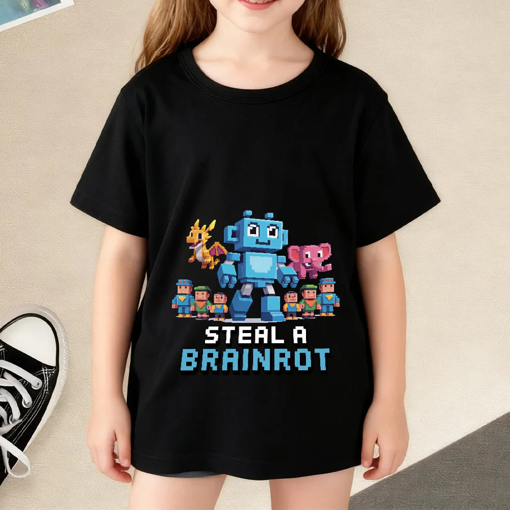 Steal A Brainrot Colorful Kid T-Shirt